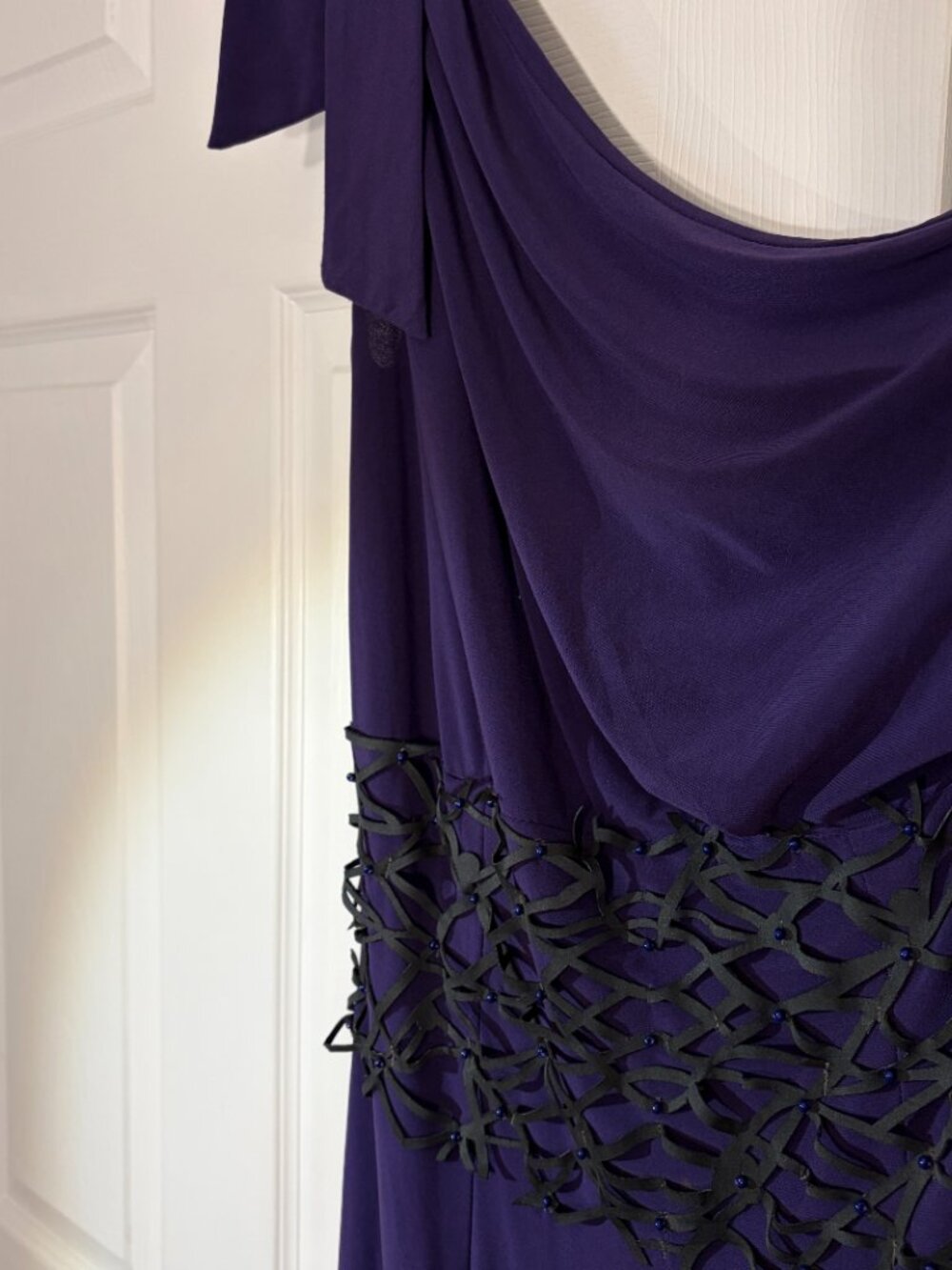 Purple One Shoulder Beaded Formal Maxi Dress US 8 Romyda Keth